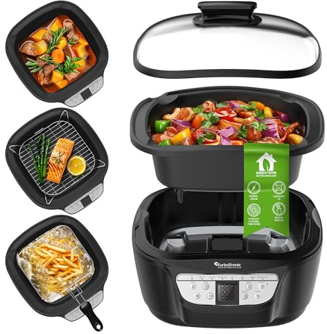 TurboTronic DMC24 Multikocher 5L mit Fritteuse & Frittierfunktion, 1500W, Schongarer, Dampfgarer, 8 Programme, Multivarka, Digitale Kochmaschine