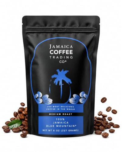 100% Jamaica Blue Mountain Coffee Beans No. 1, 227 Grams - Medium Roast Whole Bean Coffee - Pure Arabica Beans, Small Batch Roasted, JACRA Certified, Low Acidity