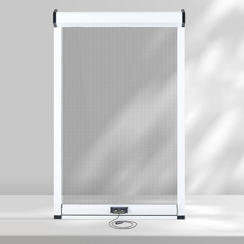 Moustiquaire pour fenêtre – Filet télescopique enroulable avec tampon intégré, design invisible amovible, cadre en alliage d'aluminium