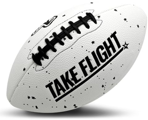 A Plus Collectibles TAKE Flight Flag Football, Official Game Ball Composite Leather (ICE White, Youth)