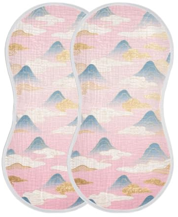miaozhen Rosa-blu Montagna Picchi e Nuvole Cotone Baby Burp panno morbido tocco bambino sputo panno per neonati ragazzo e ragazza set di 2, 55,9 x 27,9 cm