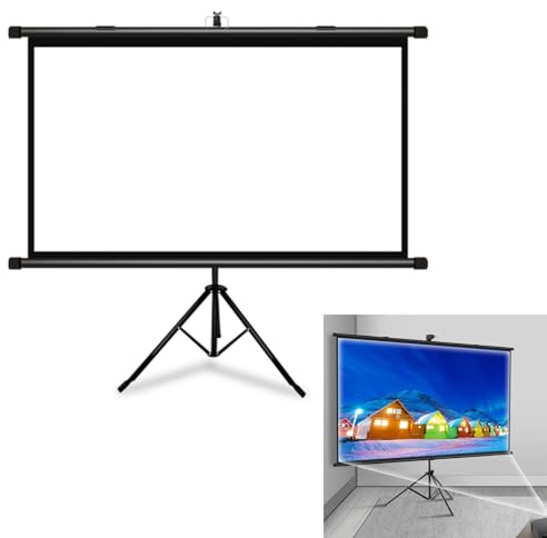 Pantalla de proyector portátil con soporte, pantalla de trípode mate enrollable para proyección, 4:3/16:9, 50-72 pulgadas