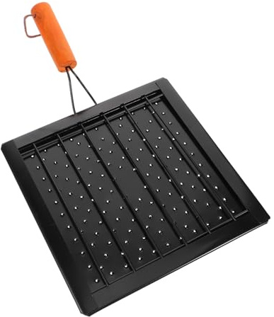 SOIMISS Barbecue Pieghevole con Manico in Legno Portatile e Compattta Supporto per Pesce e Pane Accessorio BBQ Resistente per Cucina da Campeggio e Picnic Outdoor