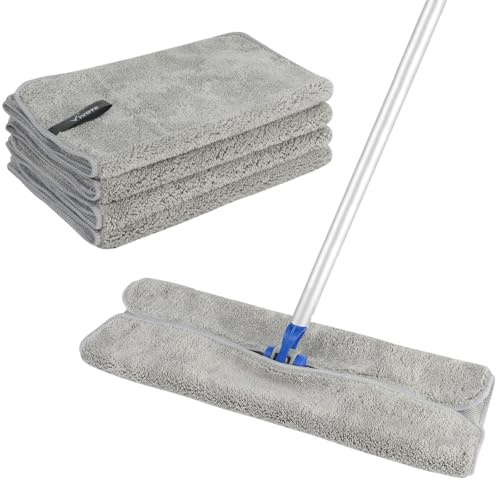 VIVOTE Mikrofaser Mopp-Pad 25x45cm, Hochsaugfähig, Grau, 5 Stück | Mikrofaser Bodenreinigungstuch, Austauschbares Mopp-Pad, Passend für Verschiedene Mopps, Hochsaugfähig, Wiederverwendbar