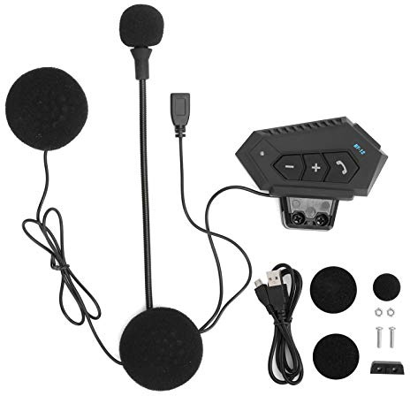 BOROCO Auriculares Bluetooth para Motocicleta, Intercomunicador BT12 V4.1+EDR para Casco de Moto con Botón y Altavoces Manos, Reducción de Ruido de 500 MAh, Casco Bluetooth para (BT12)