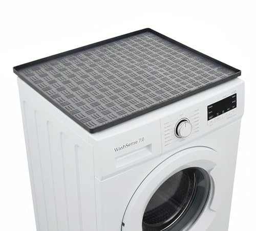 Culinavog Tapis Machine a Laver, Coussin de Machine à Laver Antidérapant, Protection de Sol avec Bords Surélevés de 2,3 cm, Pis de Protection Antidérapant pour Buanderie, Cuisine, Bains 60x60CM (Gris)