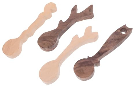 Hemobllo 4pièces Lot de Ébauches Bois Cuillères Sculpter Blocs Bois Brut pour Bricolage Loisirs Créatifs