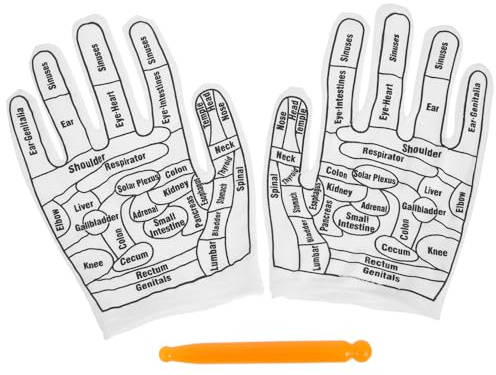 Yardenfun Guantes de Masaje de Acupresión Alivio de Manos y Reflexología Mezcla de Algodón y Plástico con Palos de Masaje para Relajación Hogar
