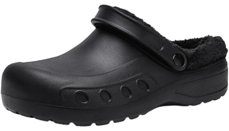 ELIOGN Sabots d'hiver pour Homme – Sabot intérieur et extérieur avec Doublure Chaude Chaussures de Jardin Chaudes et Confortables Pantoufles antidérapantes pour Maison Jardin Cuisine Black 48