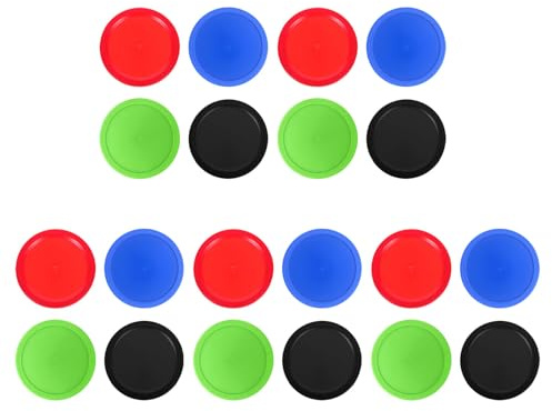 HOLIDYOYO Discos de Hockey de Aire de Plástico 64Mm 20 Piezas 5 Rojos 5 Azules 5 Negros 5 Verdes Repuestos para Mesa de Air Hockey Accesorios para Juegos Domésticos y Escolares
