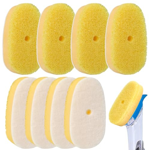 logohu 8Pcs Dish Wand Sponge Refills Compatible with Scrub Daddy, Sponge Replacement Heads, Non Scratch Dish Scrubber Brush for Kitchen Cleaning (Only Sponge Heads)