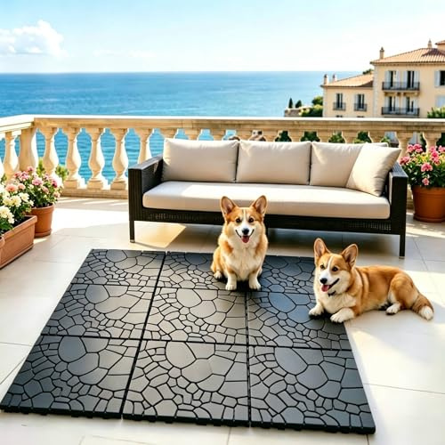 Airsell 9 Piezas(30x30cm-0,81 m²) Baldosas de Exterior- Suelo Modular de Plástico Ensamblable para Jardín, Terraza y Balcón. Impermeable (Pack de 9 Losas Gris Oscuro 0,81 m²(STW))