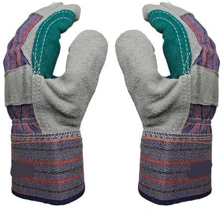 AYWTIUN Guantes de soldadura Guantes de soldadura cuero vaca, guantes mano soldador resistentes al calor, barbacoa reforzados con palma(Grey 5 pairs)
