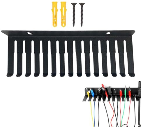 13-Slot Wall Mount Cable Organizer Rack | Heavy Duty Steel Data Cable Holder for Desk, Workshop & Server Room | Space Saving Cord Management with Screws Included