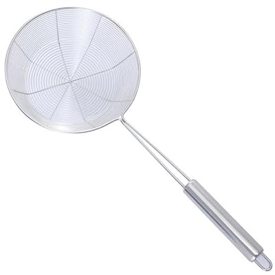 Espumadera de alambre de acero inoxidable, adecuada para escurrir frituras de sartenes y ollas, Color acero inoxidable apta para lavavajillas 36x11,8 cm