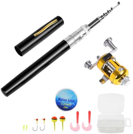 Set di canna da pesca e mulinello telescopic a penna con filo esche morbide ami jig accessori attrezzatura in alluminio per barca diga ghiaccio