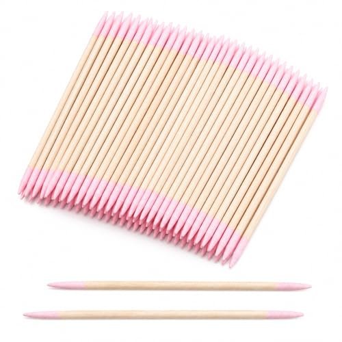 400 bastoncini in legno di palissandro, bastoncini di cotone lunghi per la pulizia, a doppia testa, con punta appuntita, con manico in legno di bambù, per sopracciglia, manicure, trucco, unghie