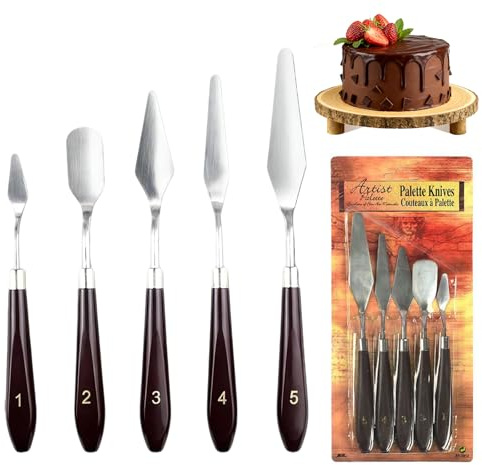 TenaLucy 5 Piezas Espatula Cocina Angulada, Decoraciones Pastel Spatula, Ligeras Precisas para Untar Pastel Espatula, Paleta Acero Inoxidable para Hornear Tartas Cupcakes