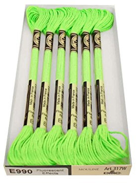 Bulk Buy: DMC Lichteffekte Stickgarn 8,7 Yards Neon Grün 317 W-e990 (6er Pack)