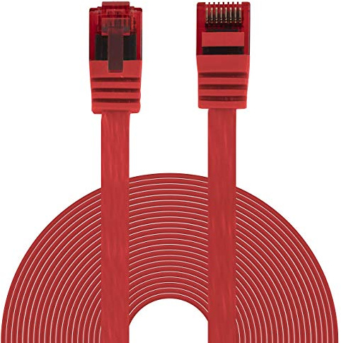 BIGtec Ethernet LAN Kabel 15m flexibles flaches Netzwerkkabel Patchkabel rot flachband Cable Gigabit DSL ISDN Flachbandkabel Verlegekabel RJ45 Stecker