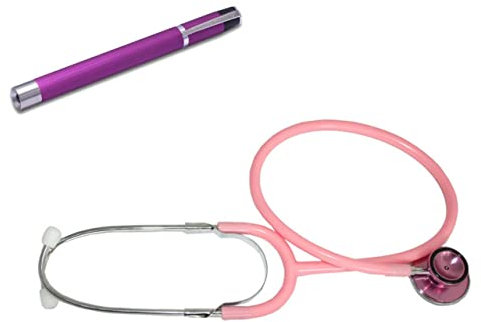Stethoskop Doppelkopf div. Farben (pink + aluminium Leuchte lila)