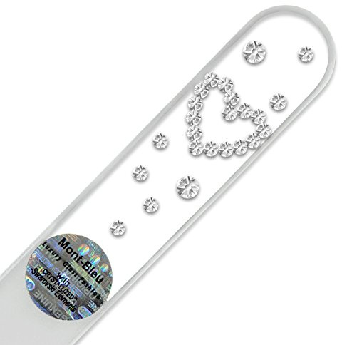 Glasnagelfeile von Hand dekoriert mit Swarovski Elements, geliefert in einer Hülle aus schwarzem Samt - Echtem gehärteten Glas aus Tschechien