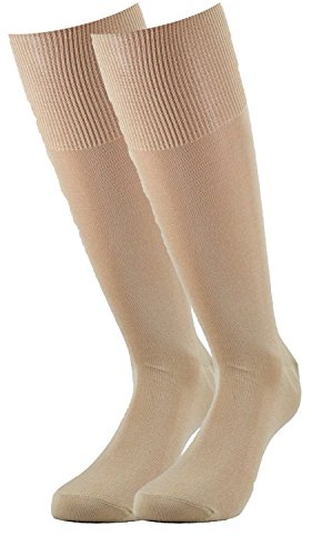 Fontana Calze, 6 par MÄN långa strumpor i 100% bomull Skottland garn, Beige, 45-47 EU