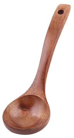 sourcingmap Trou Cuisine Design Soupe Porridge louche Cuillère Marron