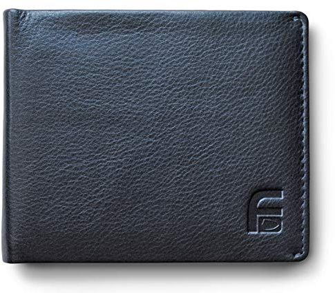 Cartera BiFold para hombre con bloqueo RFID – Cuero negro auténtico de lujo, protección contra robo de identidad