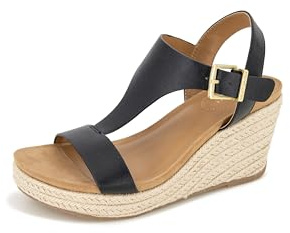 Kenneth Cole REACTION Card T-strap Wedge Sandales compensées à bride en TFemme