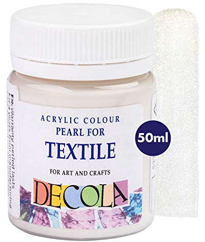 Decola - Weiße Glitzer Effekt Textilfarbe 50ml | Hochpigmentierte Textilfarben Waschmaschinenfest | Hergestellt von Nevskaya Palitra