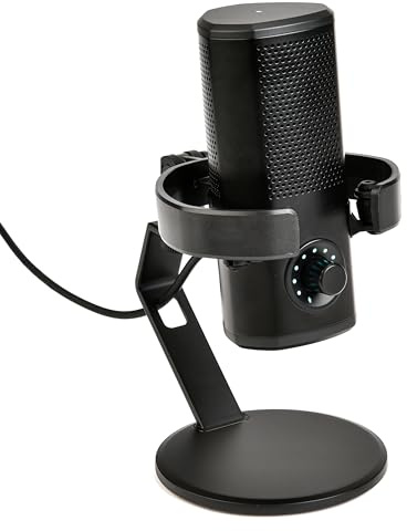 AIWA Micrófono de Condensador USB PDM-10, Cardioide, Anillo de Luz Dinámica, 24 bits/96 kHz, Diseño Patentado, Filtro Pop y Soporte Incluidos.