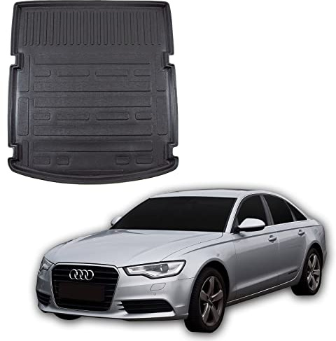SCOUTT Tapis De Coffre sur Mesure pour Audi A6 C7 / A7 C7 2011-2018 4P. Berlina, Noir, Antidérapant, Bord Haut, Toutes Saisons