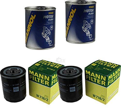 MANN Lot de 2 filtres à huile W 718/2 + 2 x rinçage moteur SCT