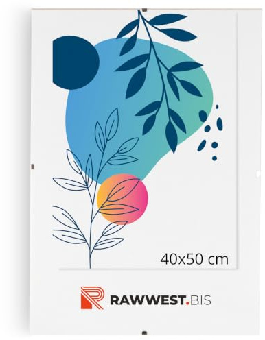 RAWWEST.BIS Rahmenloser Bilderrahmen 40x50 cm Fotorahmen Cliprahmen Plexi | Bildhalter Fotorahmen mit Plexi Kunstglas für Fotos Poster Bilder, Cliprahmen für Wohnzimmer Esszimmer Küche, Rechteckig