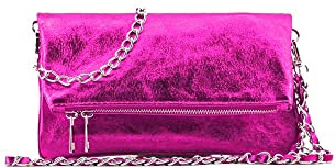 MODELISA - Bolso Bandolera Piel Doble Correa Cadena De Hombro Made In Italy Mujer