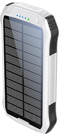 Boompods Neutron Batterie Externe Solaire 10000mAh - Powerbank Portable avec Lampe Torche, Double Port USB pour Téléphone Portable, Étanche IPX4, Power Bank Idéal pour Camping et Randonnée, Blanc