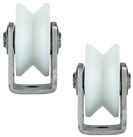 BAtlam Bürorollen Nylon-Rillenrad, Schiebetor-Laufrolle mit Halterung aus Edelstahl 304, starre Schwerlastrollen, für umgekehrte Schiene, Industriekarren, Drahtseilschienenrollen (Farbe: V-ty (V typ