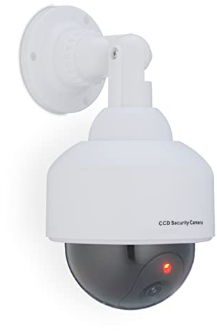 Relaxdays 2 x Kamera Dummy, blinkendes LED-Licht, innen & außen, Einbrecher Abschreckung, Überwachungskamera Attrappe, weiß