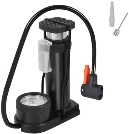 Fahrradpumpen für Reifen,Fußluftpumpe Boden für Fahrrad - Tragbare Luftpumpe aus Aluminiumlegierung mit Manometer für Auto, Basketball, Volleyball, Ballon, Schwimmring, Fahrrad Rianpesn