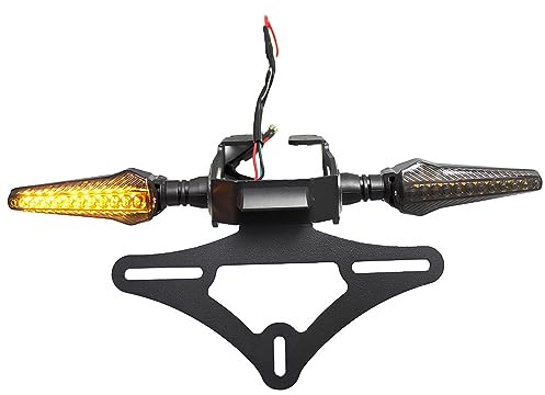 Tail Tidy Kennzeichenhalter Für Kawasaki Ninja 650 Z650 2022 2023 Motorrad Kotflügel Eliminator Halterung Halterung Blinker Sequentiell Fließendes LED-Licht (Komplettes Set (Halter+Blinker))