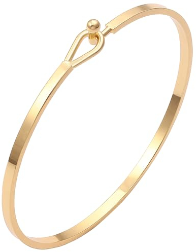 SIXDUTON Armreif Gold Damen Edelstahl Einfache Stil Liebe Freundschaft Armband Glatt Poliert Oval Armspangen-Armband Schmuck Geschenke für Frauen (Gold)