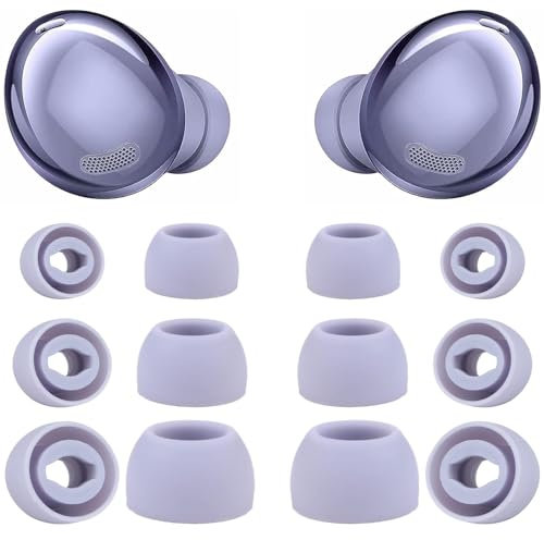 BOZILY 12pcs Silicone Ear Tips for Samsung Galaxy Buds Pro Earplugs Noise-Reducing Hole Ear Tips Isolation Cover Non-Slip Earbuds Cap Eartips Replacement Buds Replacement Earmuffs(S M L, Purple)