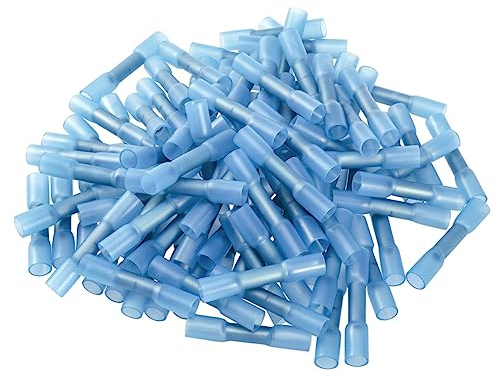 SOLUSTRE 100 Stück Wärmeschrumpf Stoßdrahtverbinder 1,5–2,5mm Pvc Isolierte Crimpklemmen Blau Mit Doppelschicht Und Versiegelung Für Elektroanschlüsse