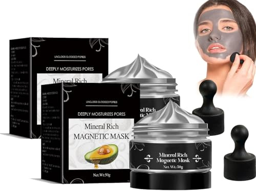 Magnetische Gesichtsmaske, Mineralreiche Magnetmaske, Porenreinigungsmaske Mitesser Entferner, Peel Off Gesichtsmaske Hautpflege für alle Hauttypen (2pcs)