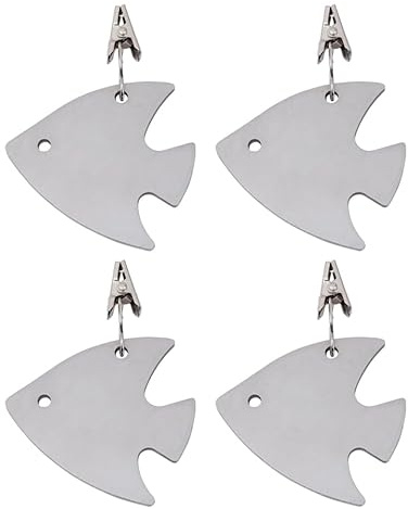 Zerodeko 4 Pack Fish Shape Tablecloth Weights Stainless Steel Clips for Windproof Picnic Table Skirt Holders
