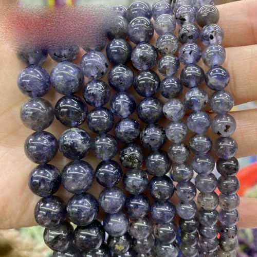 Natürliche echte Lapislazuli-Steinperlen, rund, lose Perlen, 4, 6, 8, 10, 12 mm, für Schmuckherstellung, DIY-Armband, 38,1 cm Strang, Cordierit, 12 mm, 32 Stück Perlen