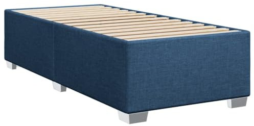 vidaXL Bettgestell, Bett mit Bettfüße Lattenrost, Polsterbett für Schlafzimmer, Einzelbett Bettrahmen, Modern, Blau 100x200cm Stoff