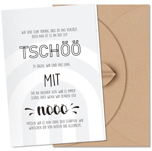 Premium Abschiedskarte Kollegen Klappkarte Karte zum Ruhestand mit Umschlag - Rente Grußkarte Ruhestand Abschiedsgeschenk Jobwechsel Kollegen Mann Frau Freunde kleine Geschenke zum Abschied(12x17cm)