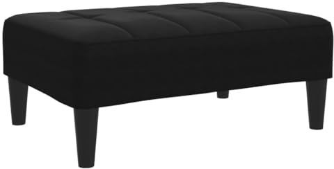 vidaXL Black Velvet Footstool/Ottoman - Comfortable Footrest/Stool with Plywood Frame for Living Room, Bedroom, or Office - 77x55x31 cm